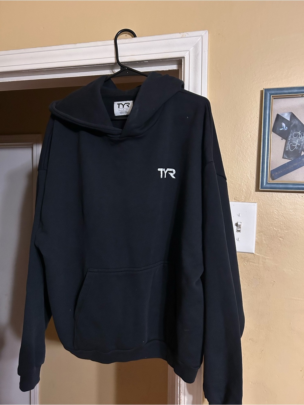 TYR Black Pullover Hoodie with White TYR Logo